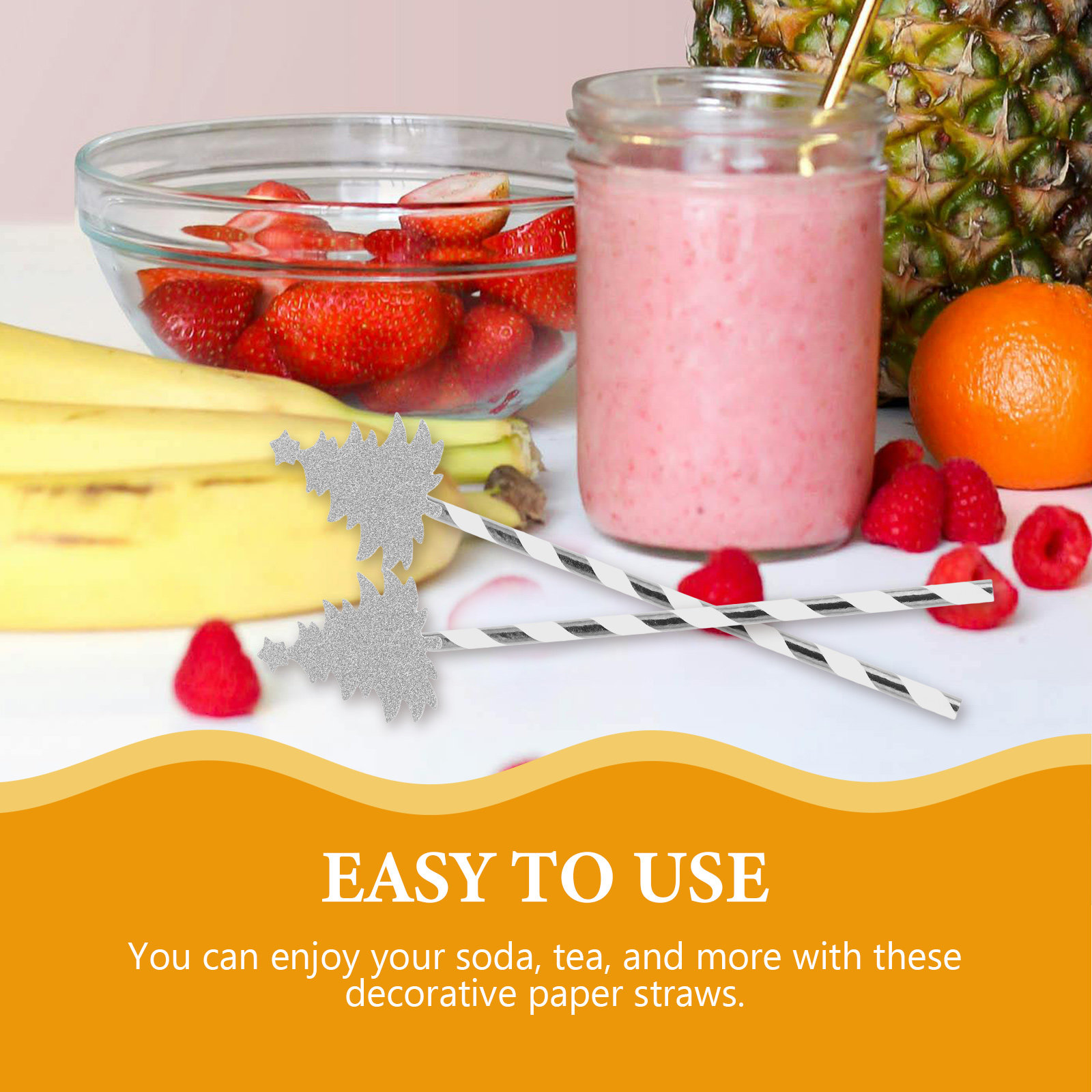 Paper Straw Color - 25 Pajitas de Papel Desechables con