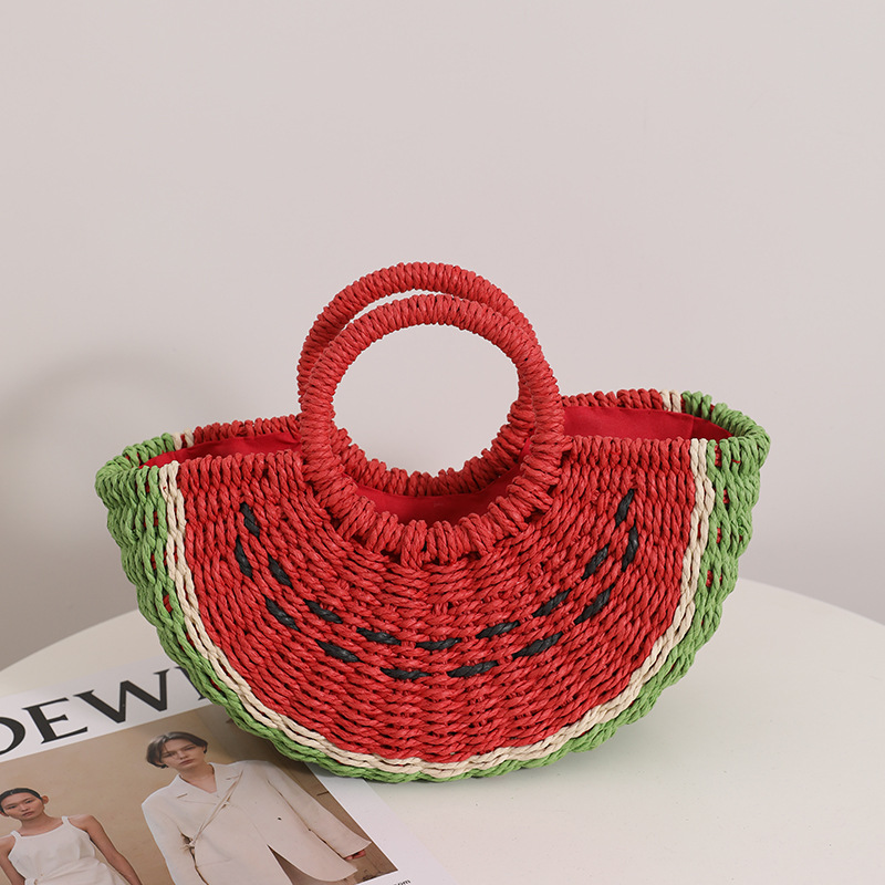 Lindo bolso de paja de sandía, - Paper Straw Color reseña y precio